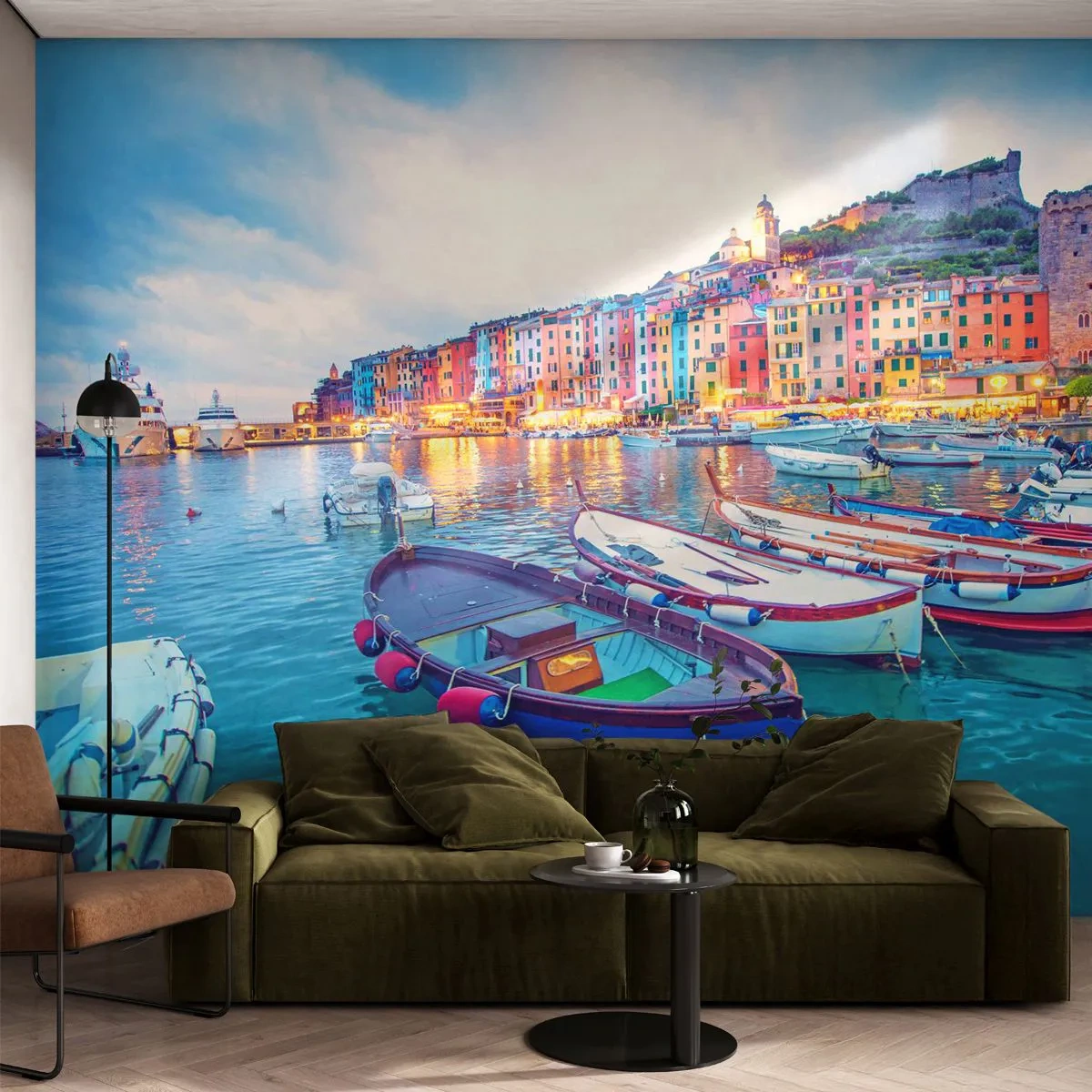 Fototapetă personalizată Premium Canvas - O seară plină de culoare în port - Oras port, Arhitectură, Peisaj