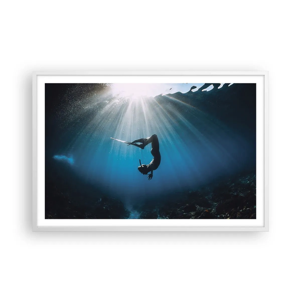 Poster în ramă albă - Dans subacvatic - 91x61 cm