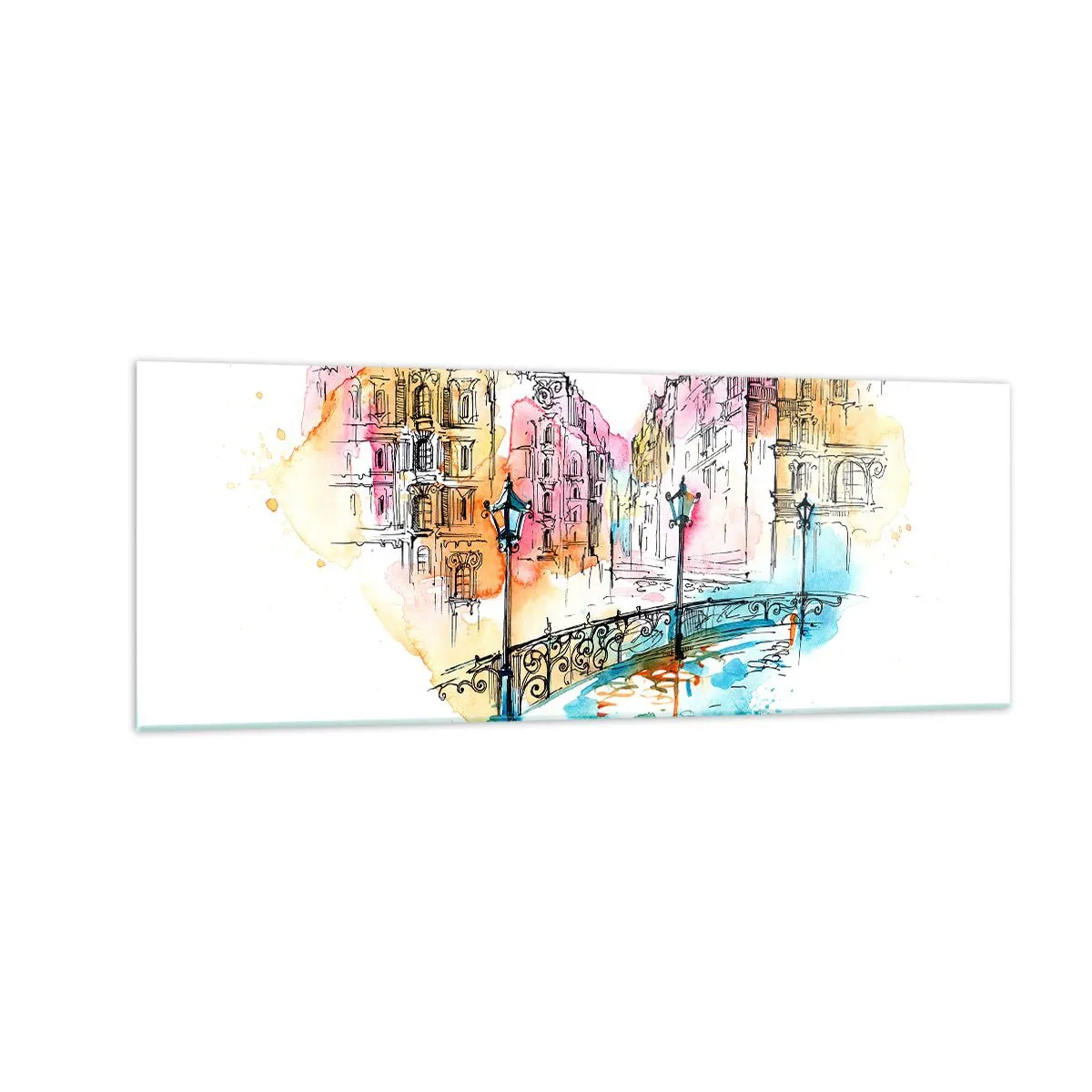 Tablou pe sticlă - Inima orașului - 140x50 cm