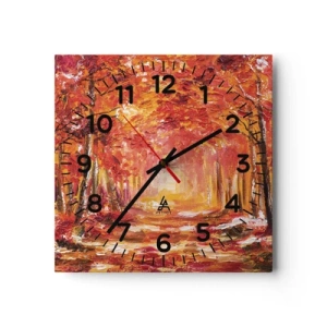 Ceas de perete - Ceas pe sticlă - Pădurea de cupru - 40x40 cm