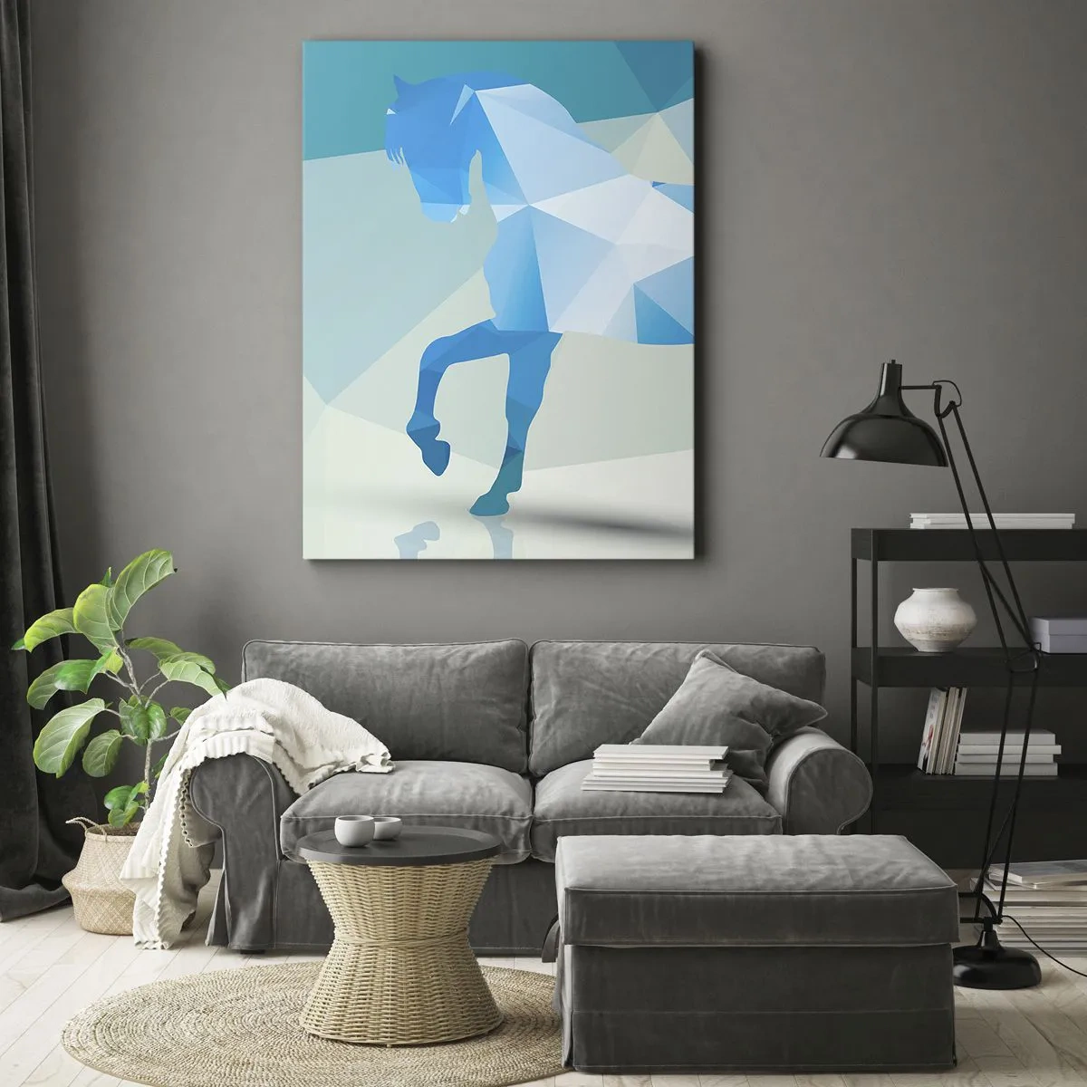 Tablou pe pânză - Cal geometric în turcoaz - 50x70 cm