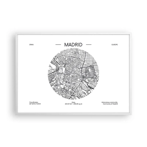 Poster în ramă albă - Anatomia Madridului - 100x70 cm