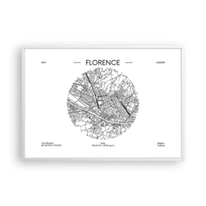 Poster în ramă albă - Anatomia Florenței - 100x70 cm