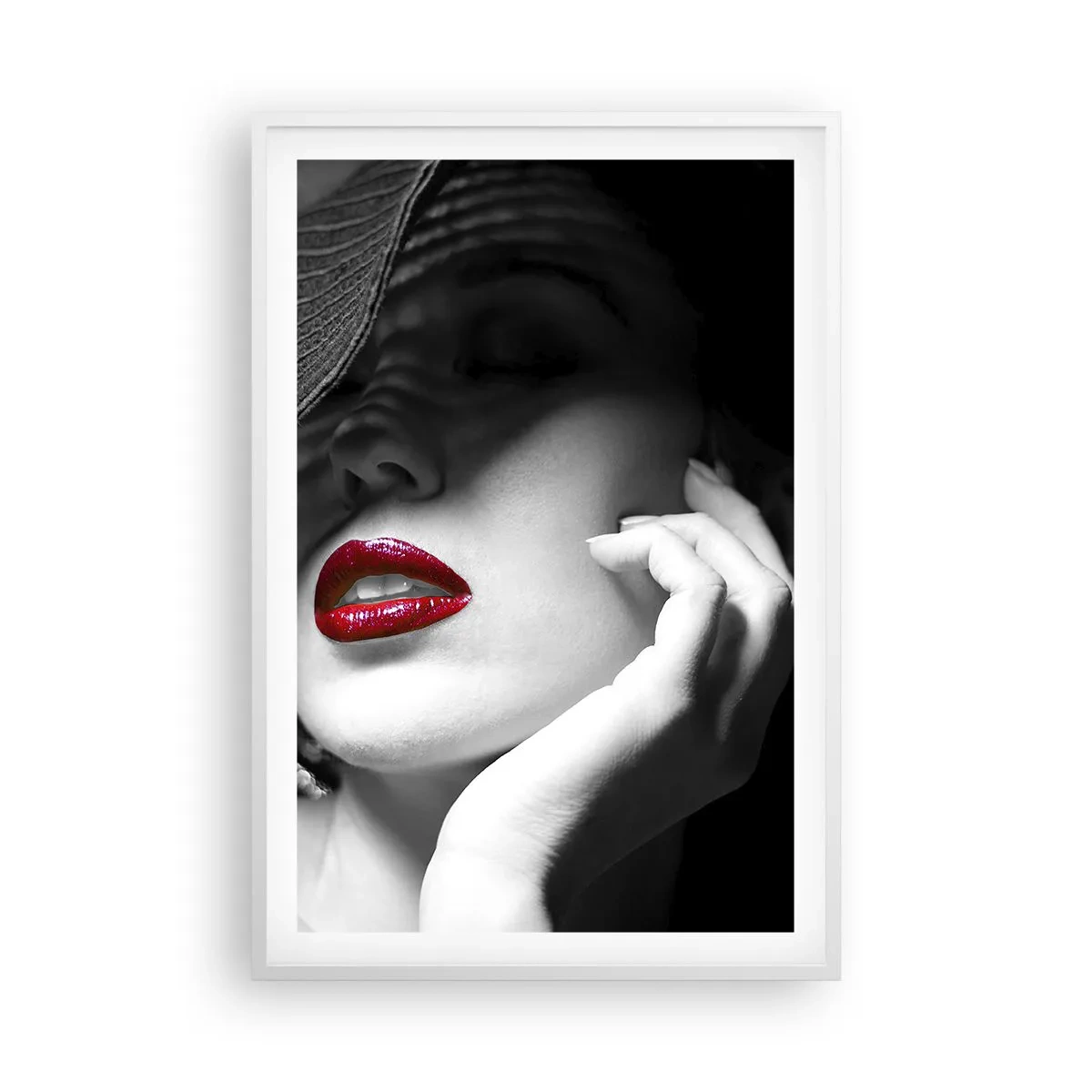 Poster în ramă albă - Studiu în stacojiu - 61x91 cm