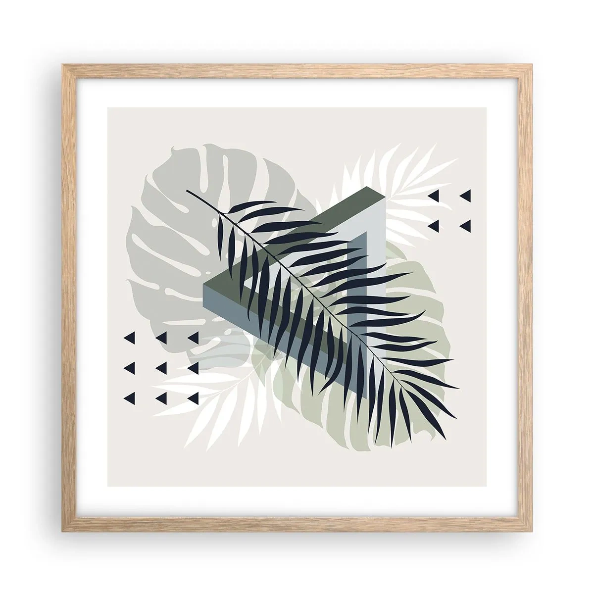 Poster în ramă de stejar deschis - Natura și geometria - două ordine? - 50x50 cm