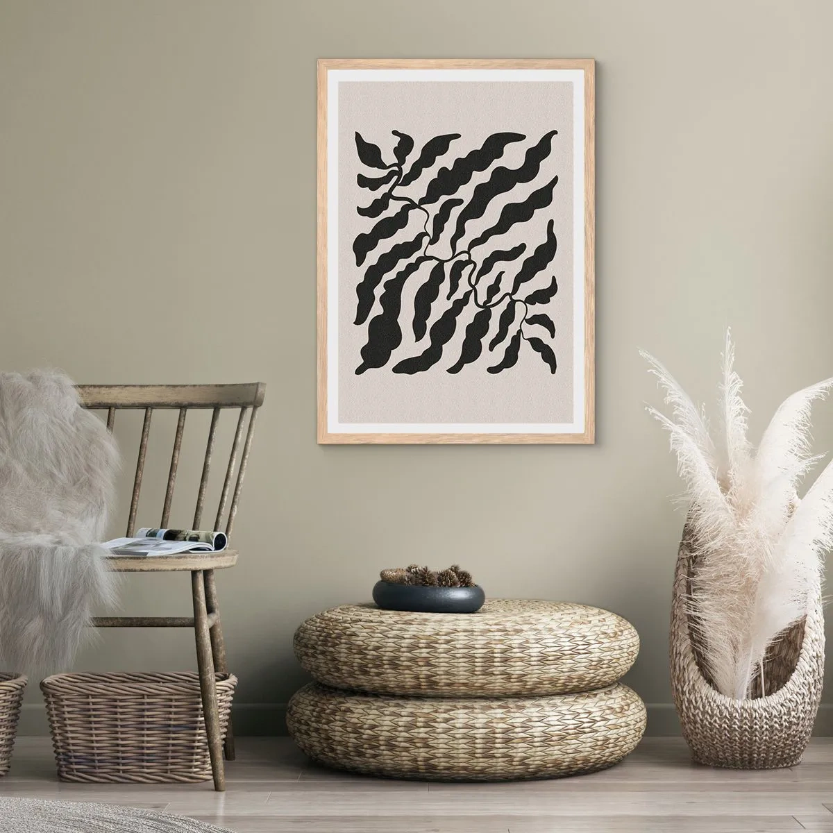 Poster în ramă de stejar deschis - Natura pătratului - 70x100 cm