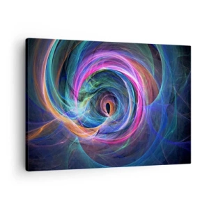 Tablou pe pânză Canvas - Un vârtej abstract de culori în nuanțe de violet, roz și albastru. - 70x50cm - Unde mă vei duce? - Decorațiune modernă pentru perete pentru living și dormitor ARTTOR