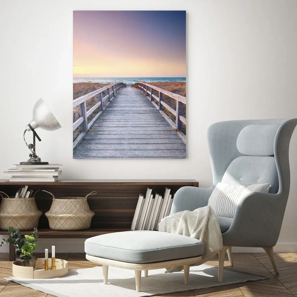 Tablou pe sticlă - Aurora baltică de seară - 50x70 cm