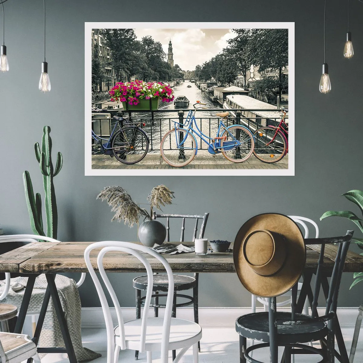 Poster - Culorile unui canal din Amsterdam - 91x61 cm