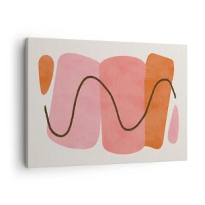 Tablou pe pânză Canvas - Forme abstracte în nuanțe de roz și portocaliu - 70x50cm - Mișcarea blândă a formelor - Decorațiune modernă pentru perete pentru living și dormitor ARTTOR