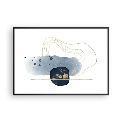 Poster în ramă neagră - Fantezie albastru-auriu - 100x70 cm