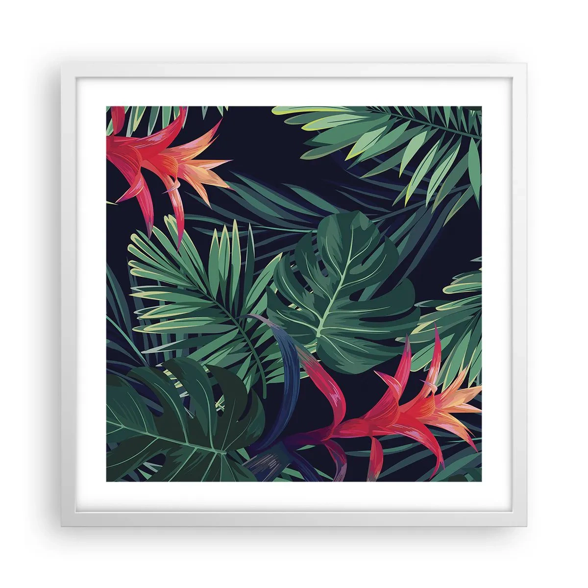 Poster în ramă albă - Flacăra verde - 50x50 cm