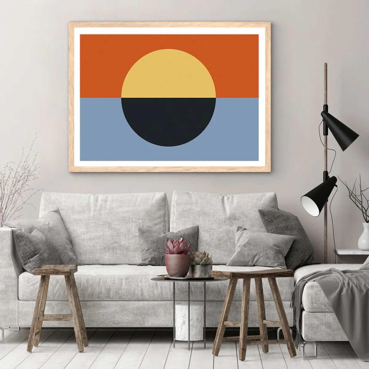 Poster în ramă de stejar deschis - O compoziție de căldură și răcoare - 100x70 cm