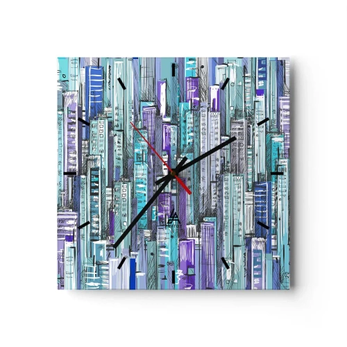 Ceas de perete - Ceas pe sticlă - Albastru din cer - 30x30 cm