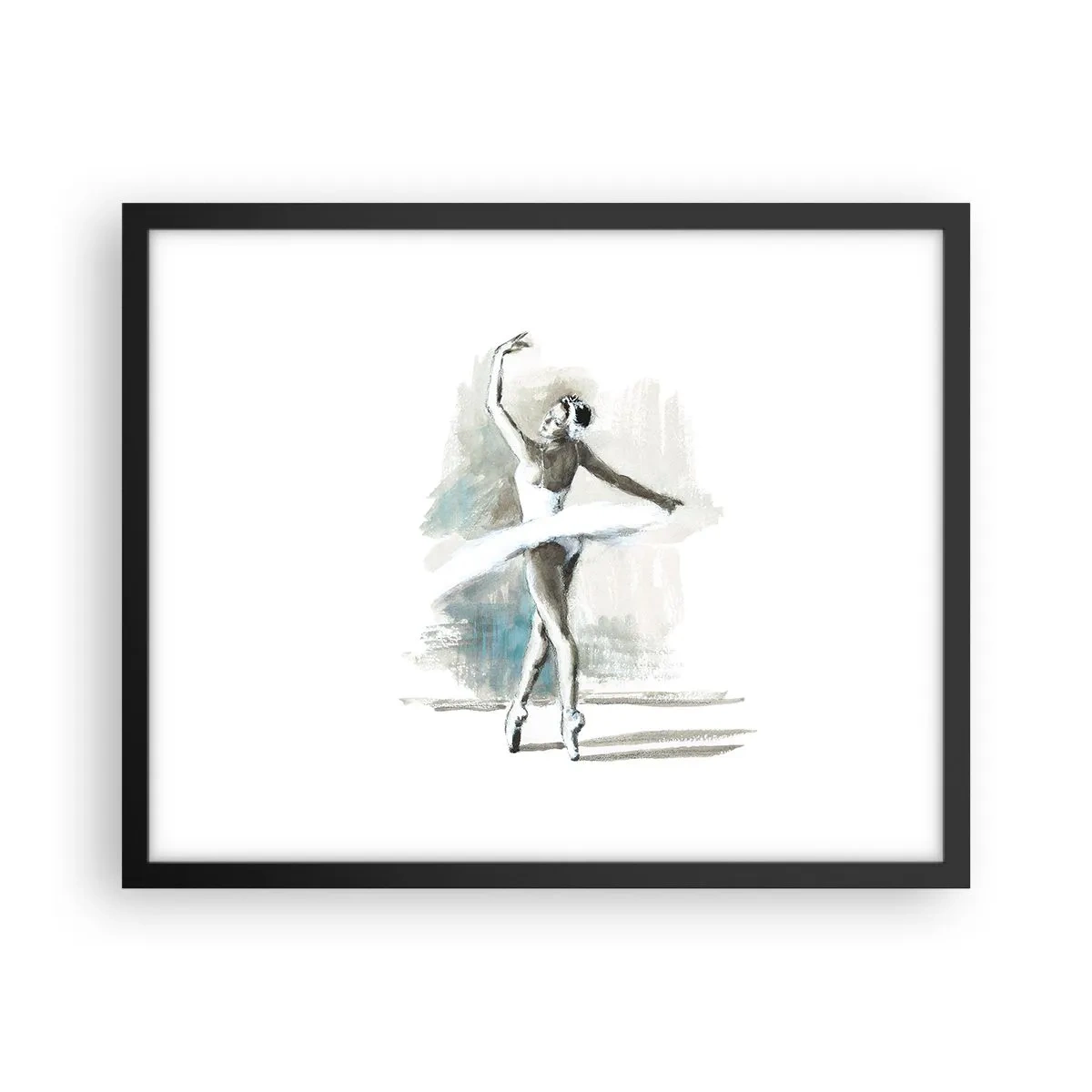 Poster în ramă neagră - Fermecată într-o lebădă - 50x40 cm