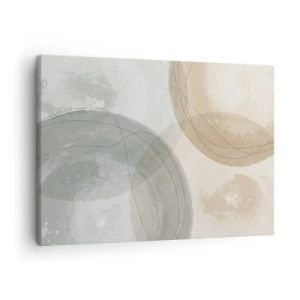 Tablou pe pânză Canvas - Compoziție abstractă în culori pastelate cu linii - 70x50cm - Întrepătrunderea lumilor - Decorațiune modernă pentru perete pentru living și dormitor ARTTOR