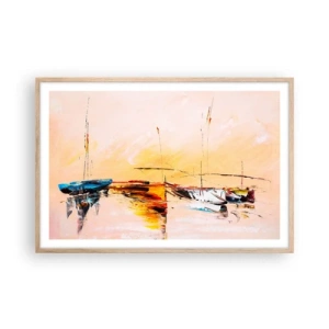 Poster în ramă de stejar deschis - O seară în golf - 91x61 cm