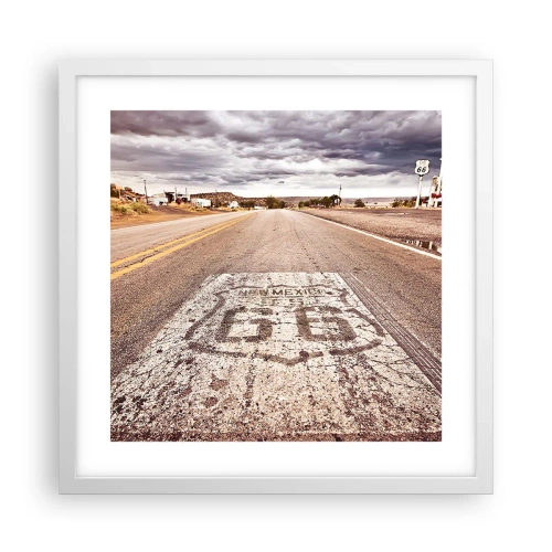 Poster în ramă albă - Mother Road - o legendă americană - 40x40 cm