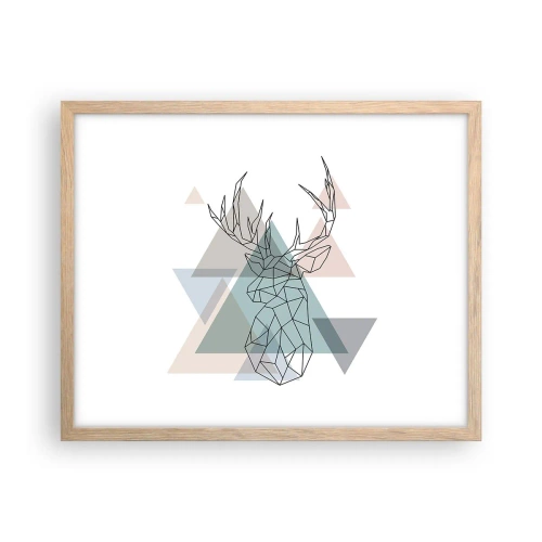 Poster în ramă de stejar deschis - Într-o pădure geometrică - 50x40 cm