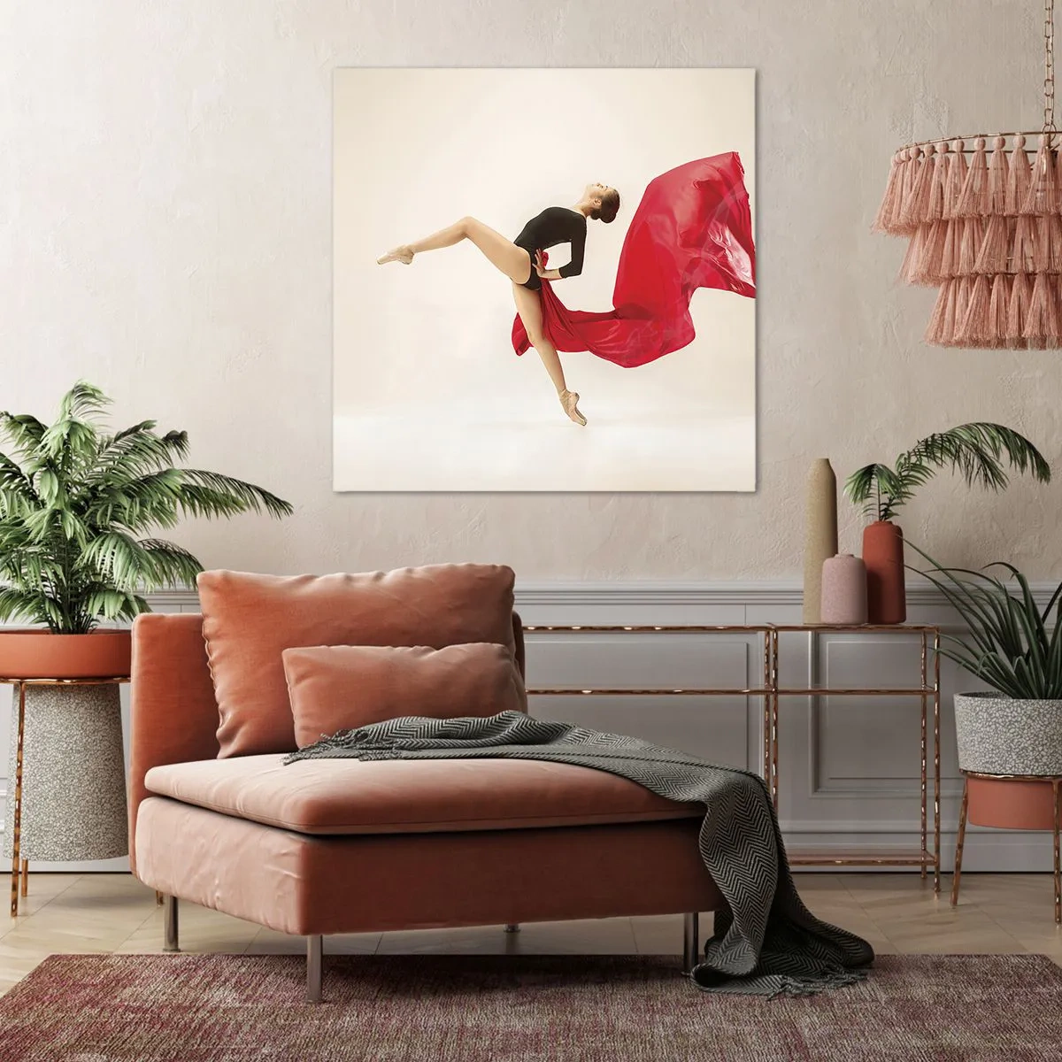 Tablou pe pânză - Roșu și negru - 70x70 cm