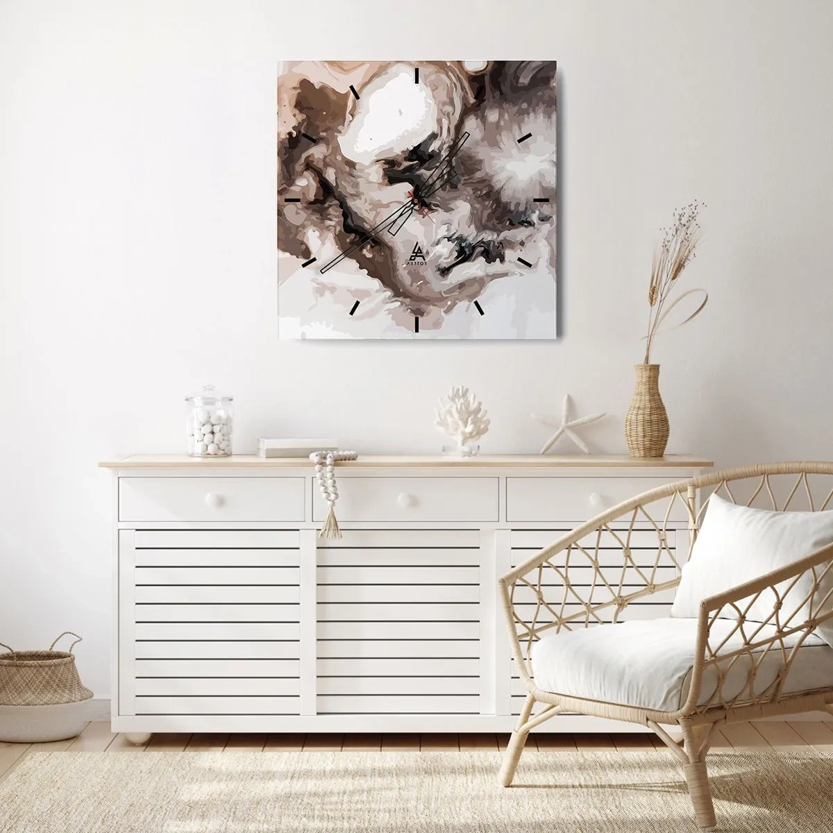 Ceas de perete - Ceas pe sticlă - Nașterea unei galaxii - 40x40 cm