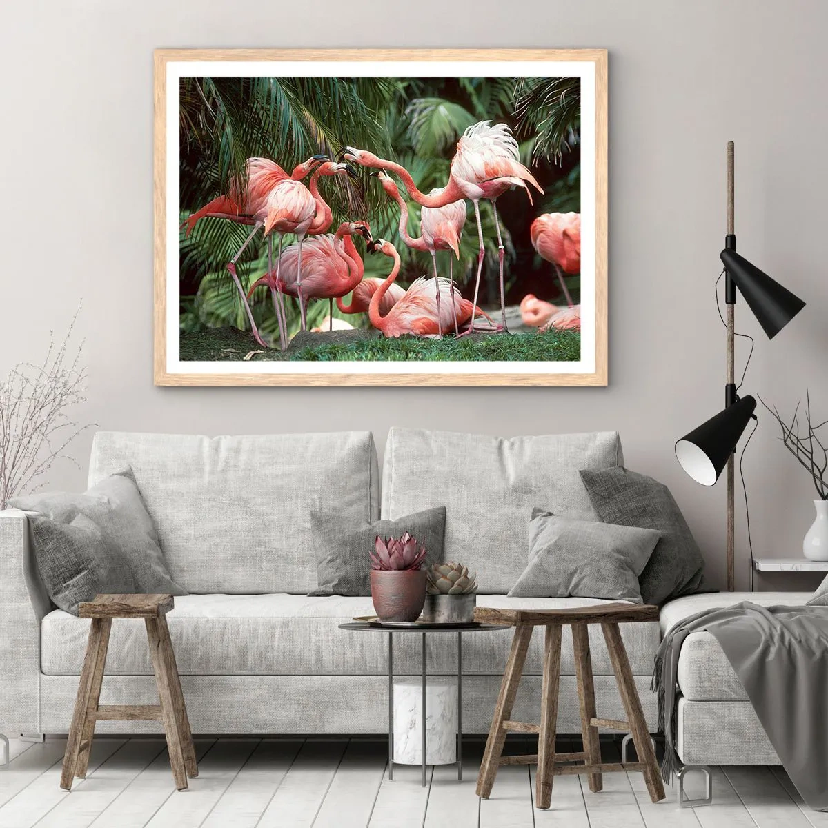 Poster în ramă de stejar deschis - Bârfa de după-amiază - 100x70 cm