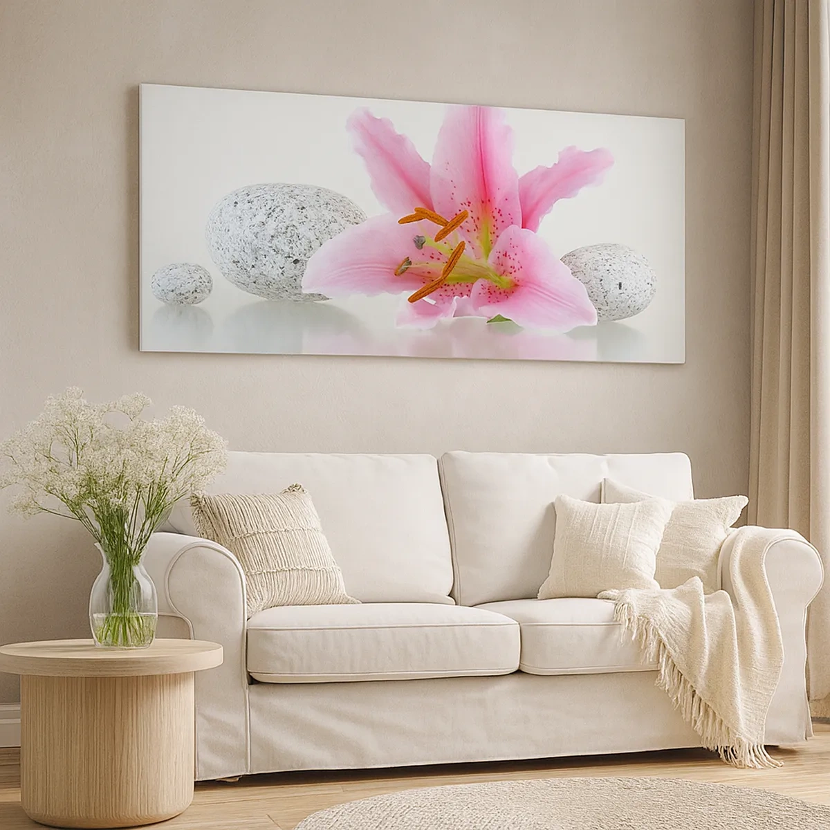 Tablou pe pânză - Studiu în roz, gri și alb - 30x30 cm