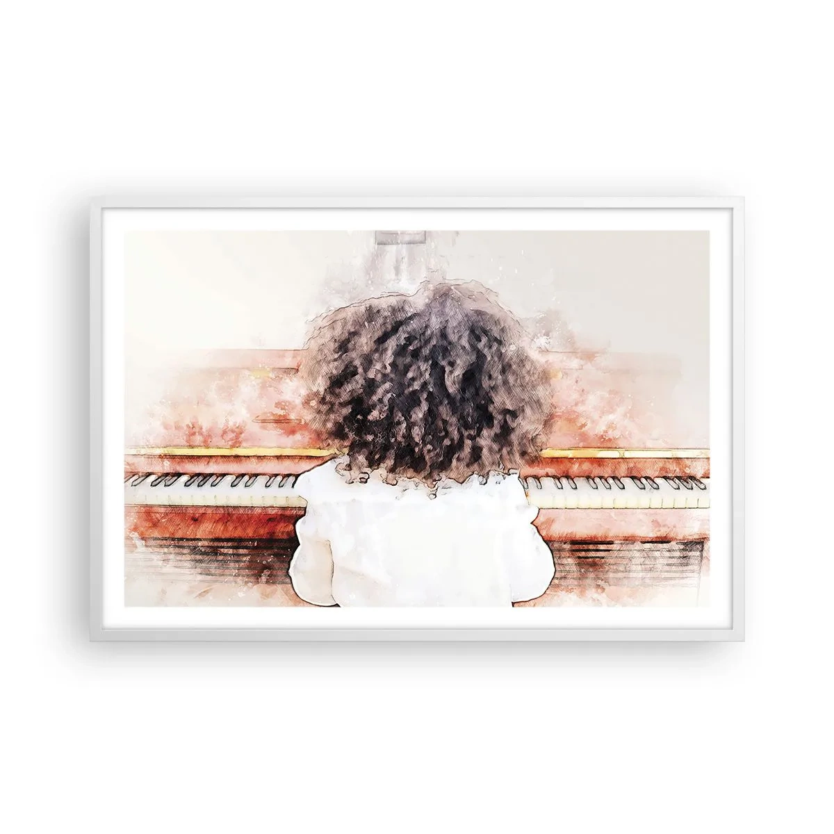 Poster în ramă albă - Într-o lume a muzicii - 91x61 cm