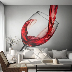 Tapet Standard Eco - Vin roșu turnat într-un pahar - 100x70cm - Culoare - mișcare - sunet - Decorațiune modernă pentru perete pentru living și dormitor ARTTOR