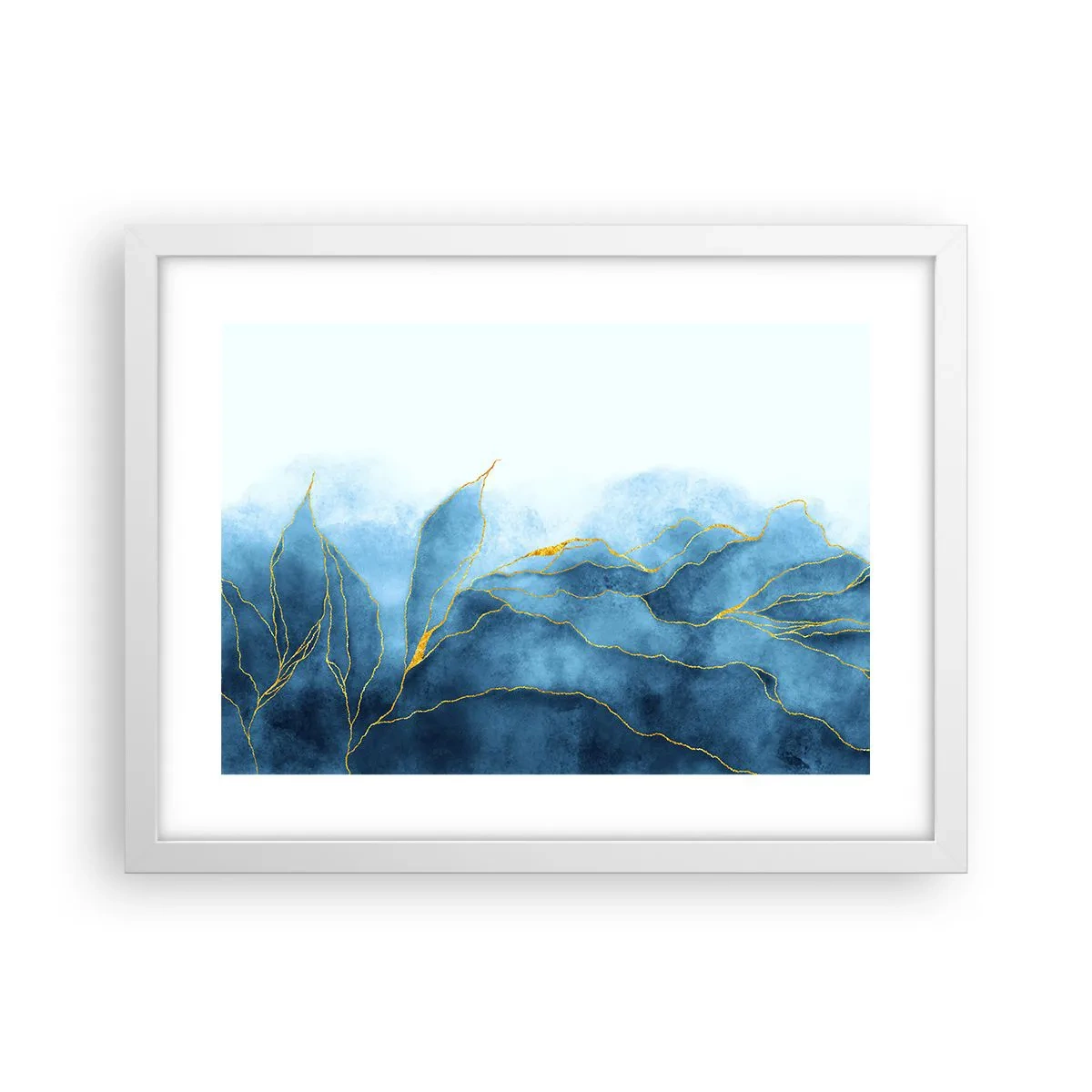 Poster în ramă albă - Albastru în aur - 40x30 cm