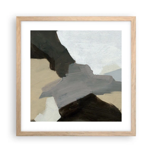 Poster în ramă de stejar deschis - Abstracție: despărțirile griului - 40x40 cm