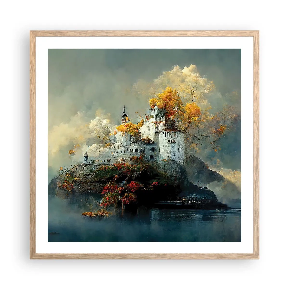 Poster în ramă de stejar deschis - Începutul unei povești romantice - 60x60 cm