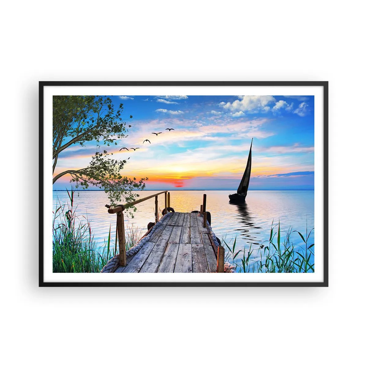 Poster în ramă neagră - Bună seara - 100x70 cm
