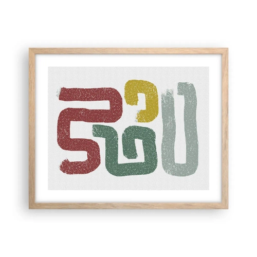 Poster în ramă de stejar deschis - Într-o limbă necunoscută - 50x40 cm