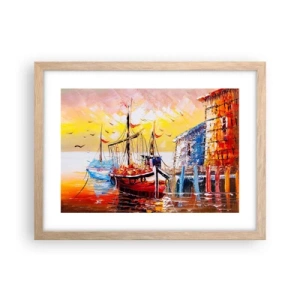 Poster în ramă de stejar deschis - Întoarcere fericită - 40x30 cm