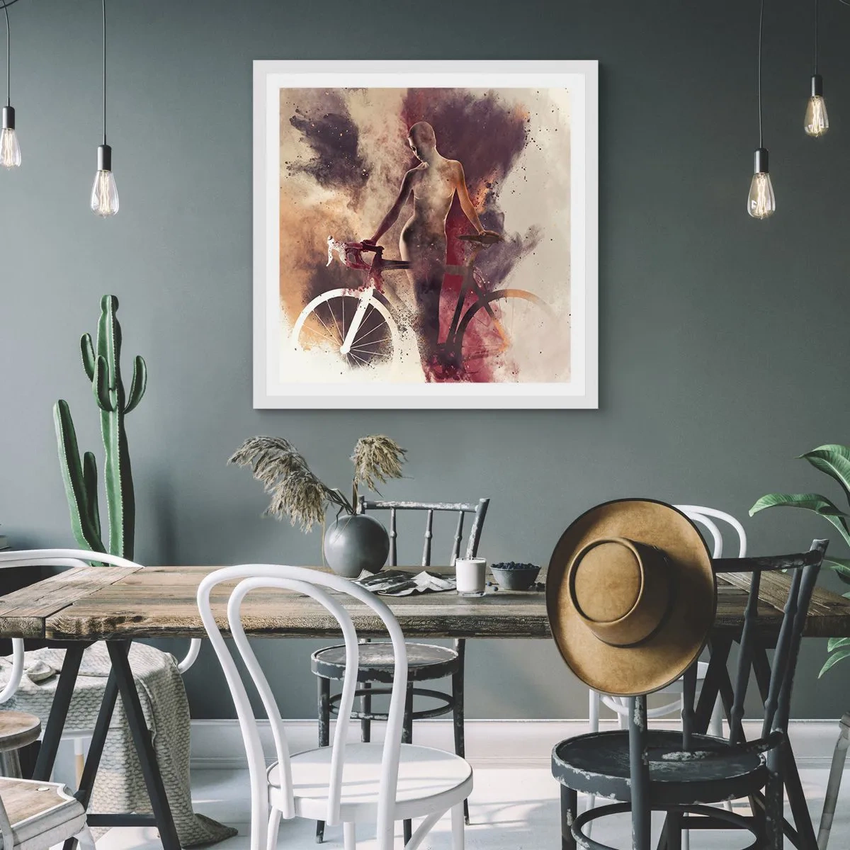 Poster în ramă albă - În forme de marmură sufletul ciclist - 50x50 cm