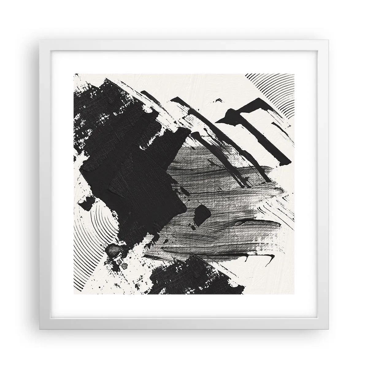Poster în ramă albă - Abstracție - expresie de negru - 40x40 cm