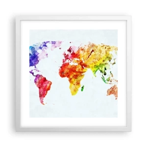 Poster în ramă albă - Toate culorile lumii - 40x40 cm