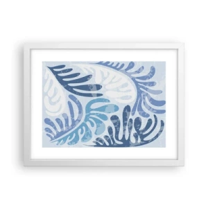 Poster în ramă albă - Ferigi albastre - 40x30 cm