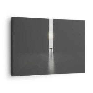 Tablou pe pânză Canvas - Un bărbat stând în lumina unei fante înguste într-un spațiu întunecat - 70x50cm - Un pas spre un viitor luminos - Decorațiune modernă pentru perete pentru living și dormitor ARTTOR