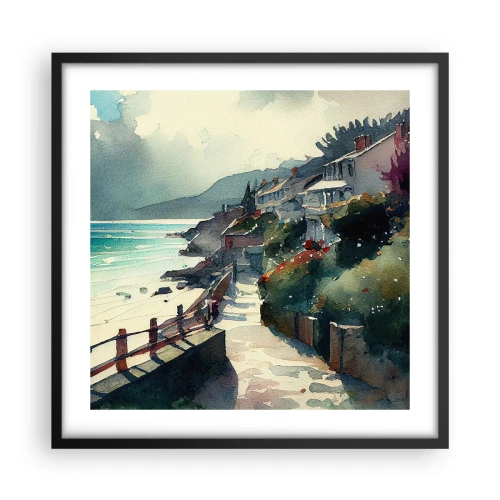 Poster în ramă neagră - Orășel mediteraneean - 50x50 cm