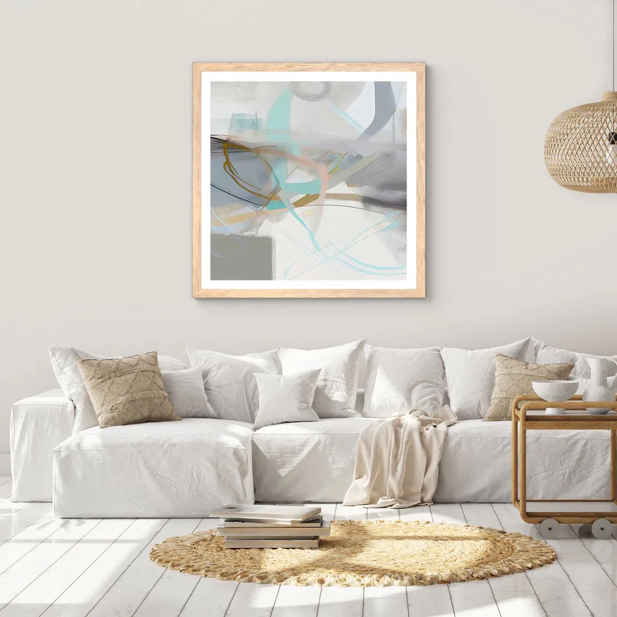 Poster în ramă de stejar deschis - Abstracție cețoasă - 40x40 cm