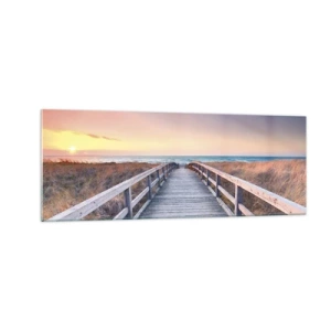 Tablou pe sticlă - Aurora baltică de seară - 140x50 cm