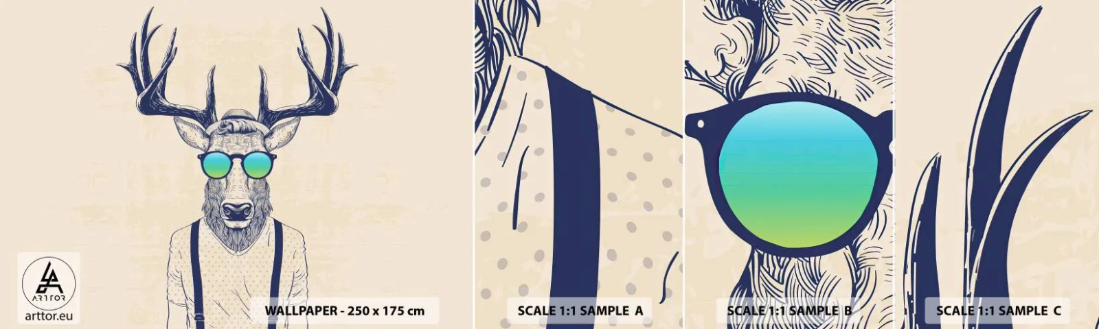 Mostră de Tapet Standard Eco - Și la cine te așteptai? - Abstracția, Bucată, Cerb - 100x30 cm