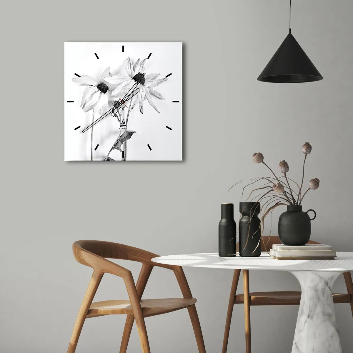 Ceas de perete - Ceas pe sticlă - Nimeni nu vrea să fie singur - 40x40 cm
