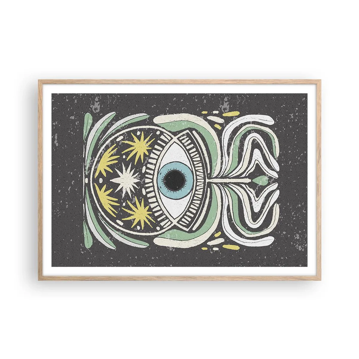 Poster în ramă de stejar deschis - Ritualuri tribale - 100x70 cm