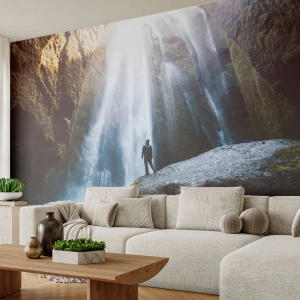 Tapet Premium Sand - Restabilirea proporțiilor - Cascadă, Stânci, Peşteră - 100x70 cm