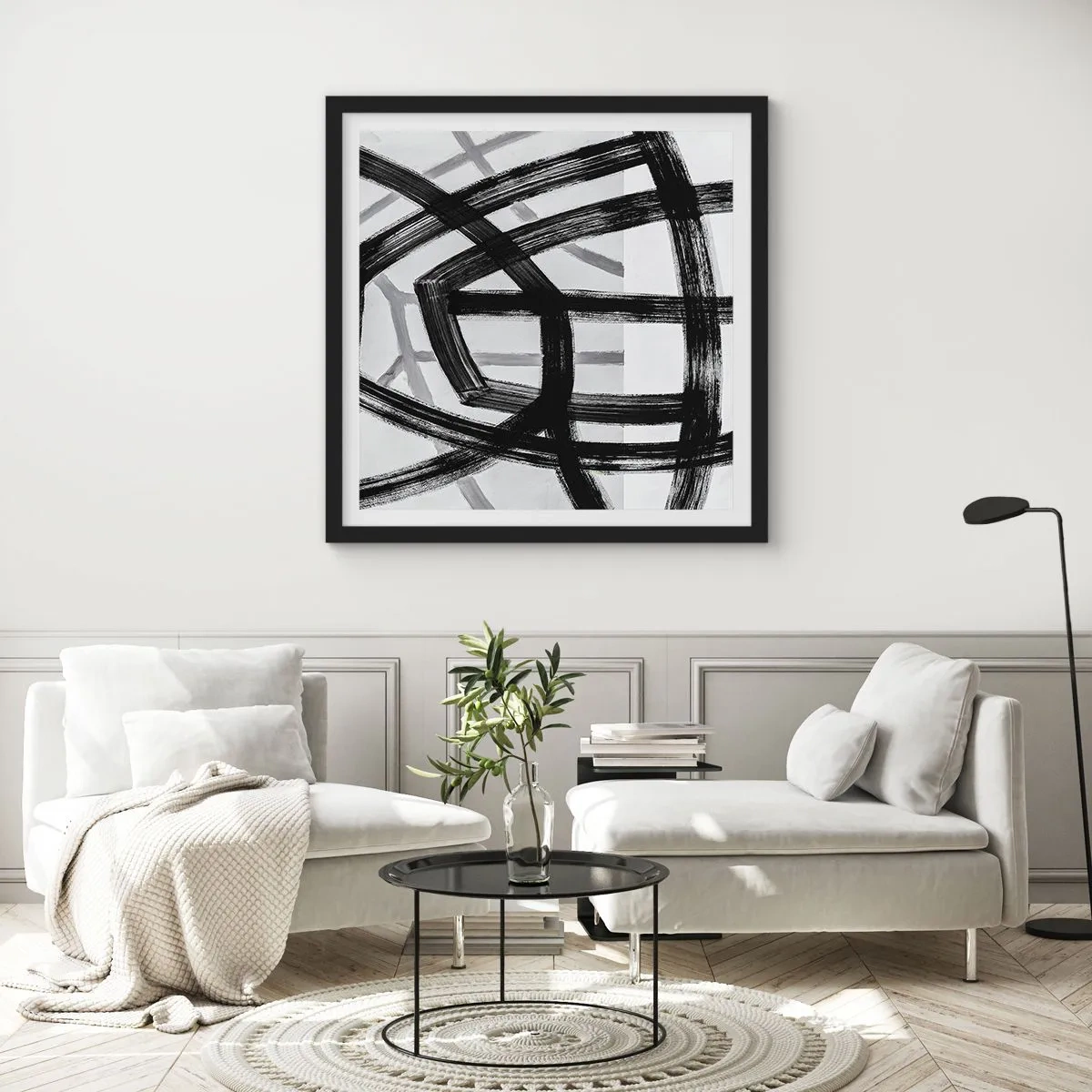 Poster în ramă neagră - Construind adâncimea - 40x40 cm