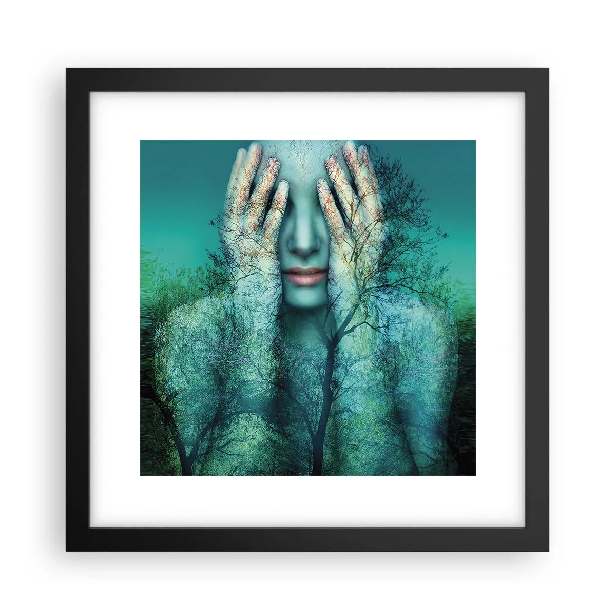 Poster în ramă neagră - Scufundată în albastru - 30x30 cm