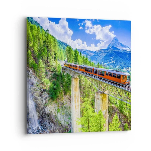 Tablou pe pânză - Calea ferată din Alpi - 30x30 cm